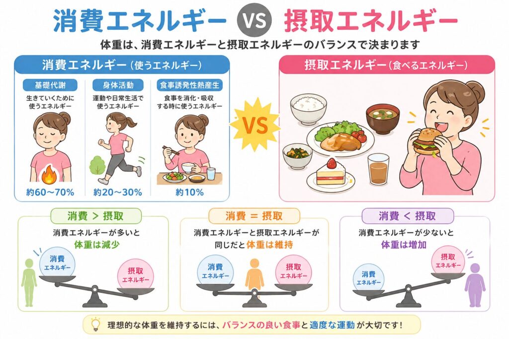 消費エネルギー　摂取エネルギー